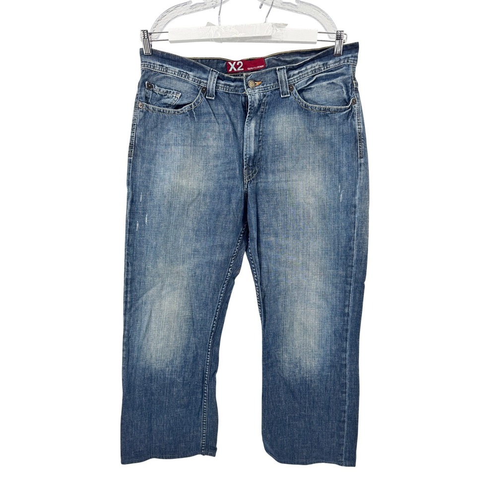 X2 Quality Denim Jeans Mens 36x34 Blue M42 Loose Boot‎ Cut Baggy Y2K Rugged